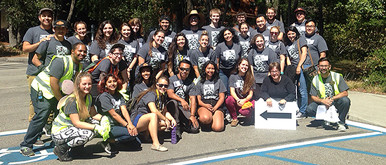Group photo of Orientation Leadership and Residential Assistants Fall 2015