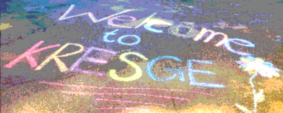 chalked welcome on pavement